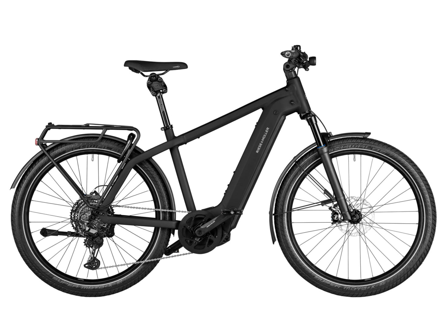 Riese and Muller Charger4 GT Touring eMTB hardtail black side profile on Fly Rides