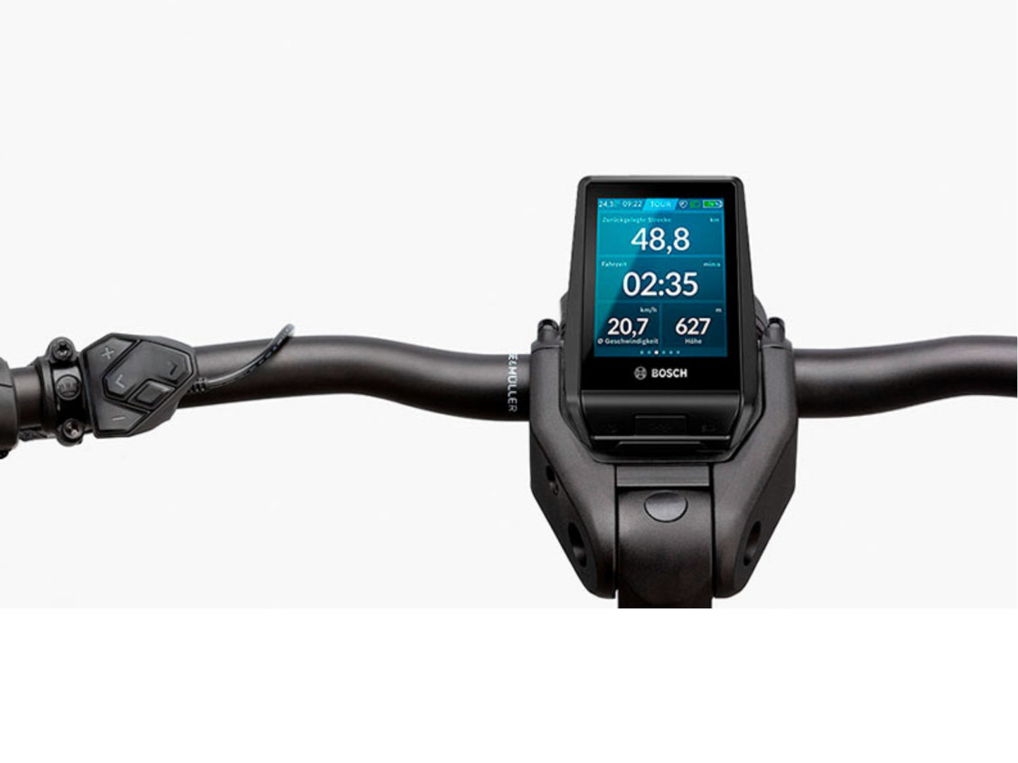 Riese and Muller Delite GT Rohloff eMTB full suspension close up Bosch Nyon display