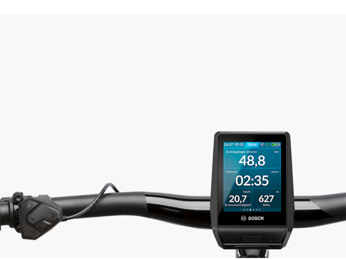 Riese and Muller Delite Mountain Rohloff eMTB full suspension close up Bosch Nyon display