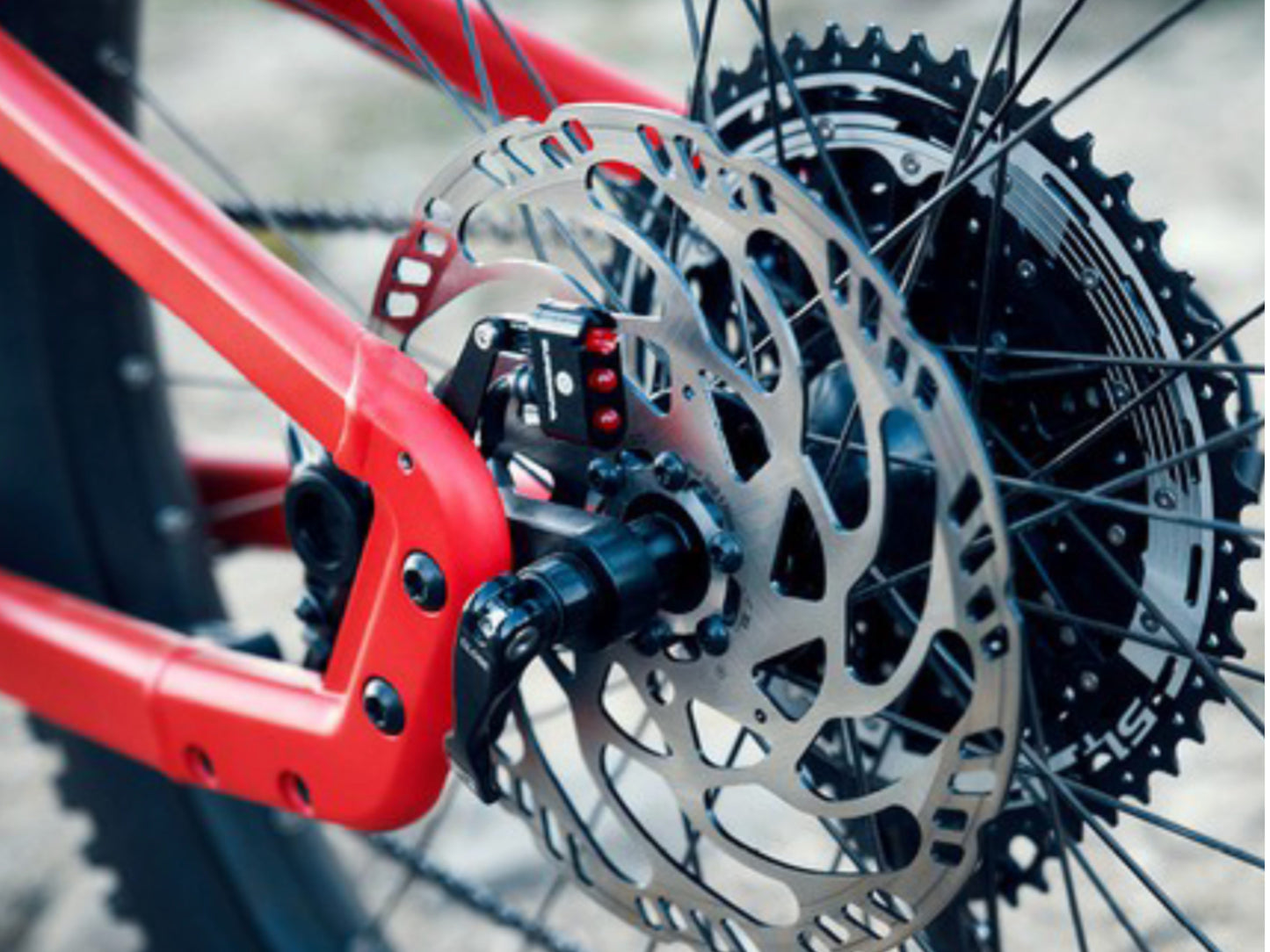 Riese and Muller Delite Mountain Rohloff eMTB full suspension close up disc brakes