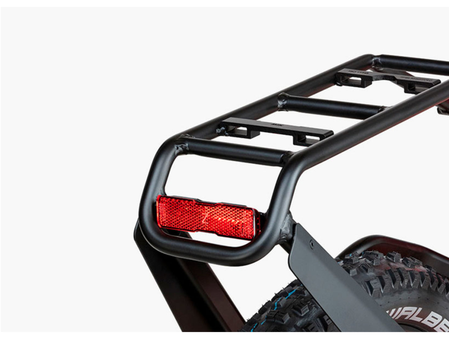 Riese and Muller Delite Mountain Rohloff eMTB full suspension close up rear carrier