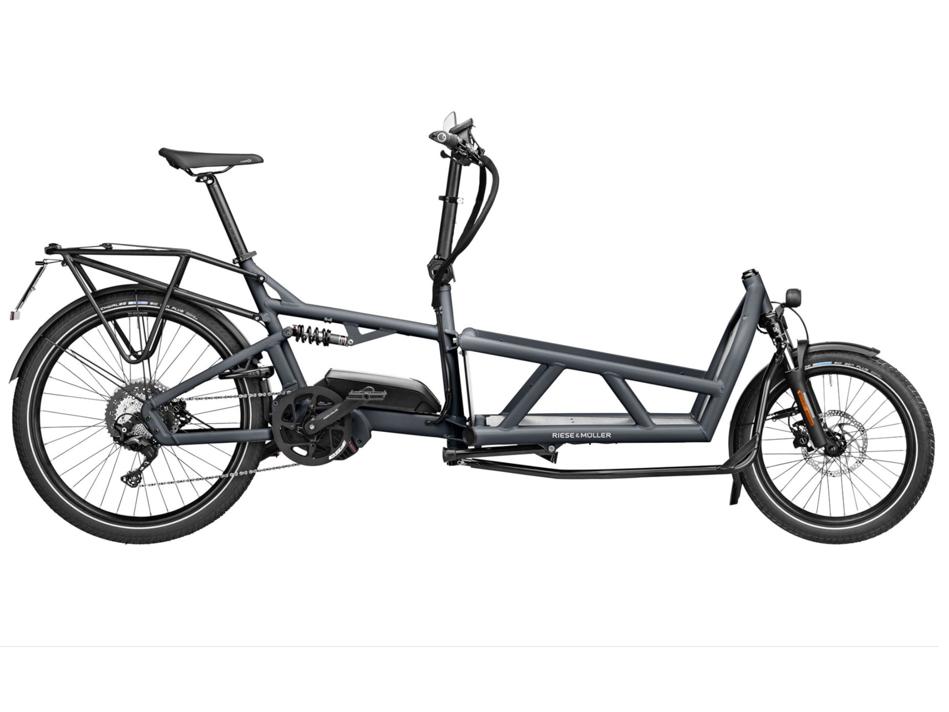 Riese and Muller Load 60 Touring HS eMTB full suspension coal grey profile on Fly Rides