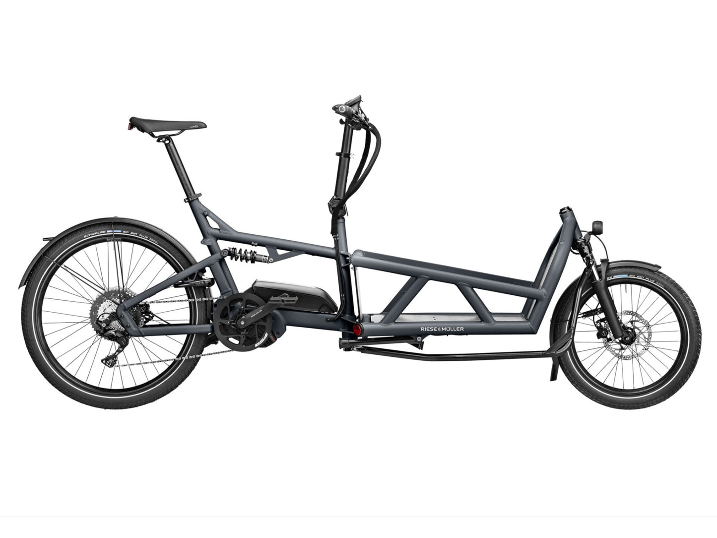 Riese and Muller Load 60 Touring eMTB full suspension coal grey profile on Fly Rides