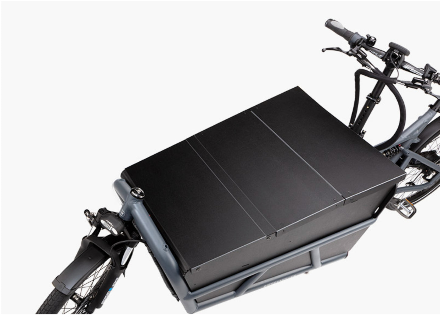 Riese and Muller Load 75 Rohloff HS eMTB full suspension closeup high sidewalls with hard cover option