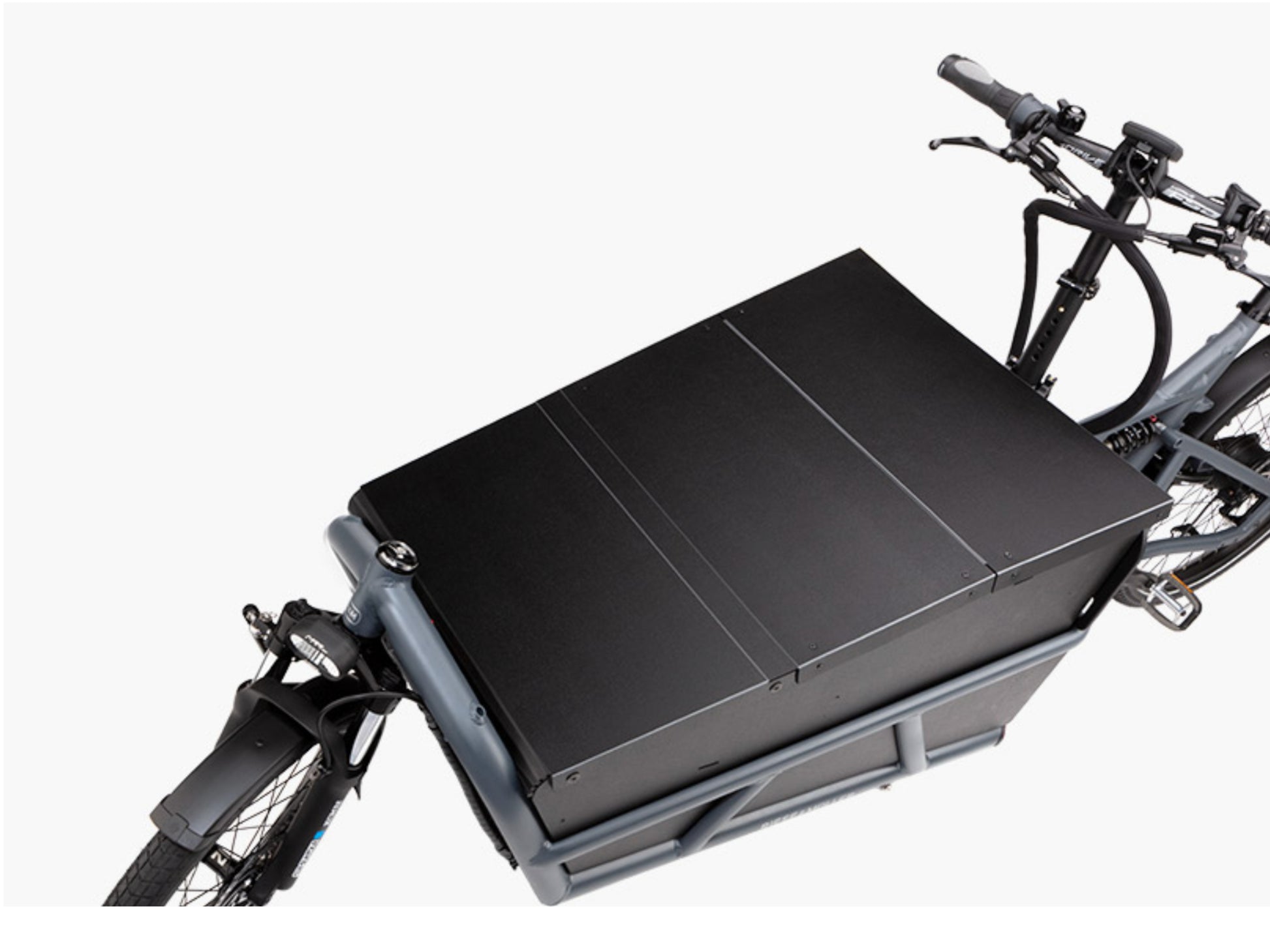 Riese and Muller Load 75 Rohloff eMTB full suspension closeup high sidewalls with hard cover option