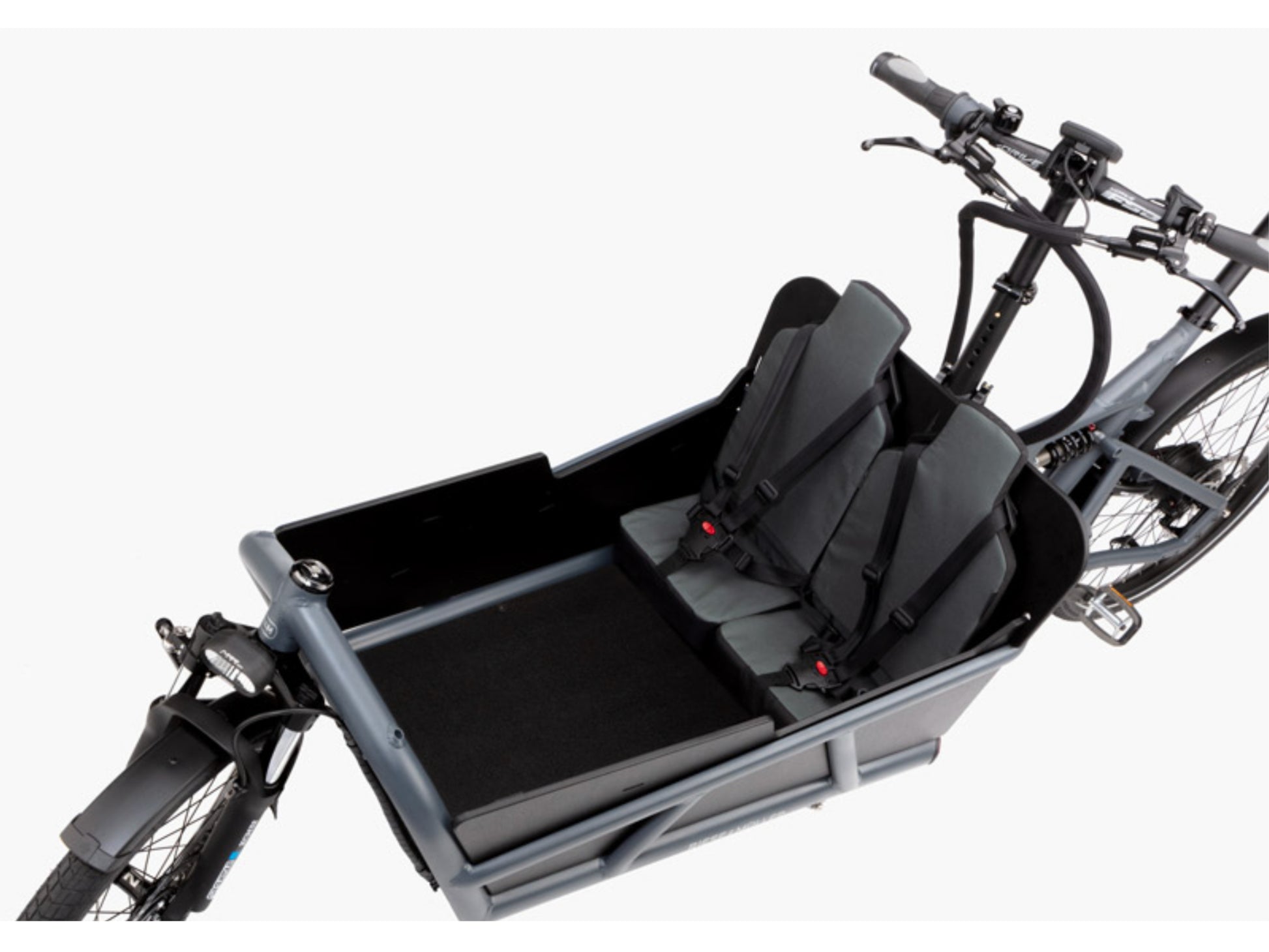 Riese and Muller Load 75 Rohloff eMTB full suspension closeup low sidewalls two childseat option