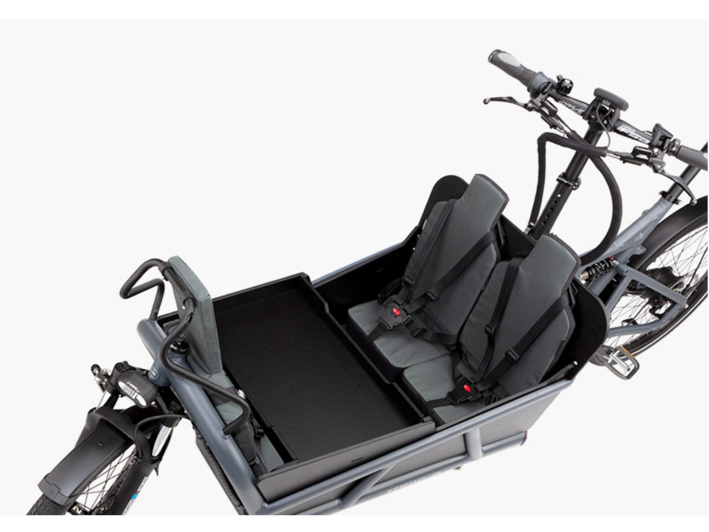 Riese and Muller Load 75 Rohloff eMTB full suspension three child seats footwell luggage shelf