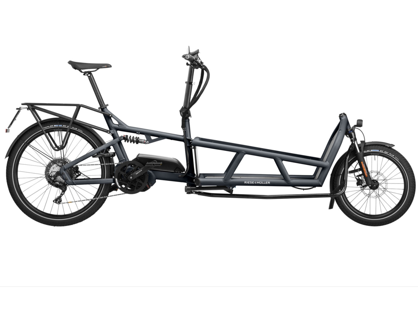 Riese and Muller Load 75 Touring HS eMTB full suspension coal grey profile on Fly Rides