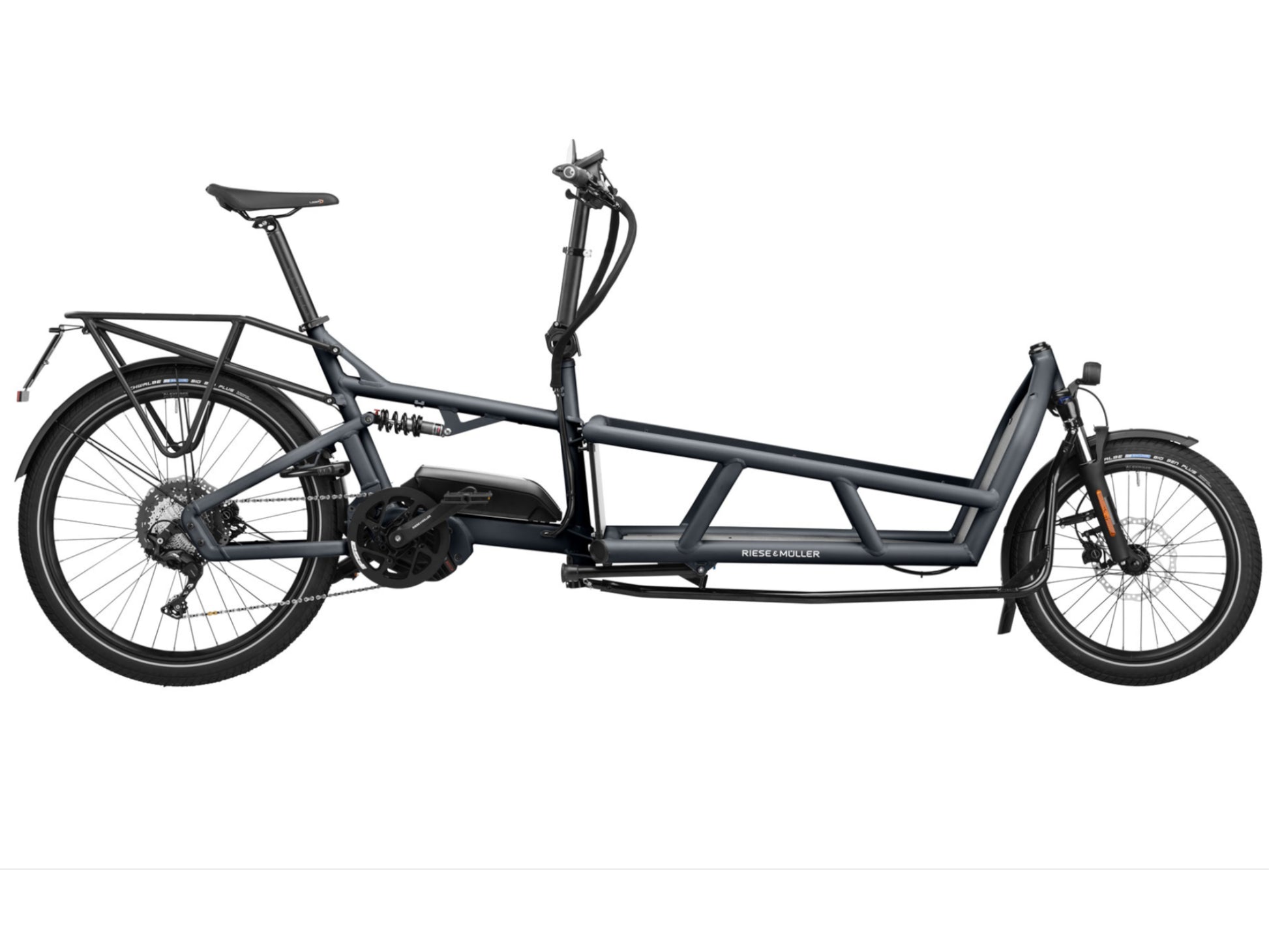 Riese and Muller Load 75 Touring HS eMTB full suspension coal grey profile on Fly Rides