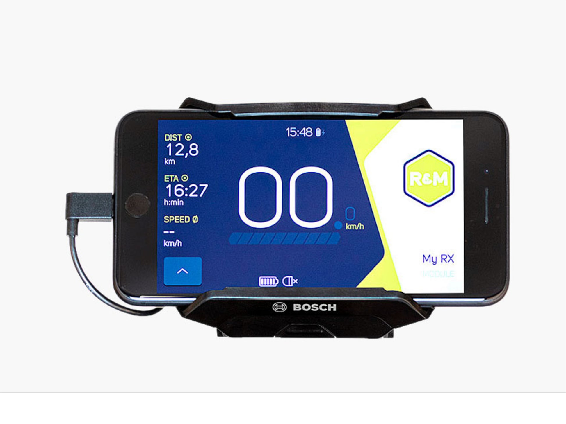 Riese and Muller Load 75 Vario eMTB full suspension close up smart phone hub cockpit