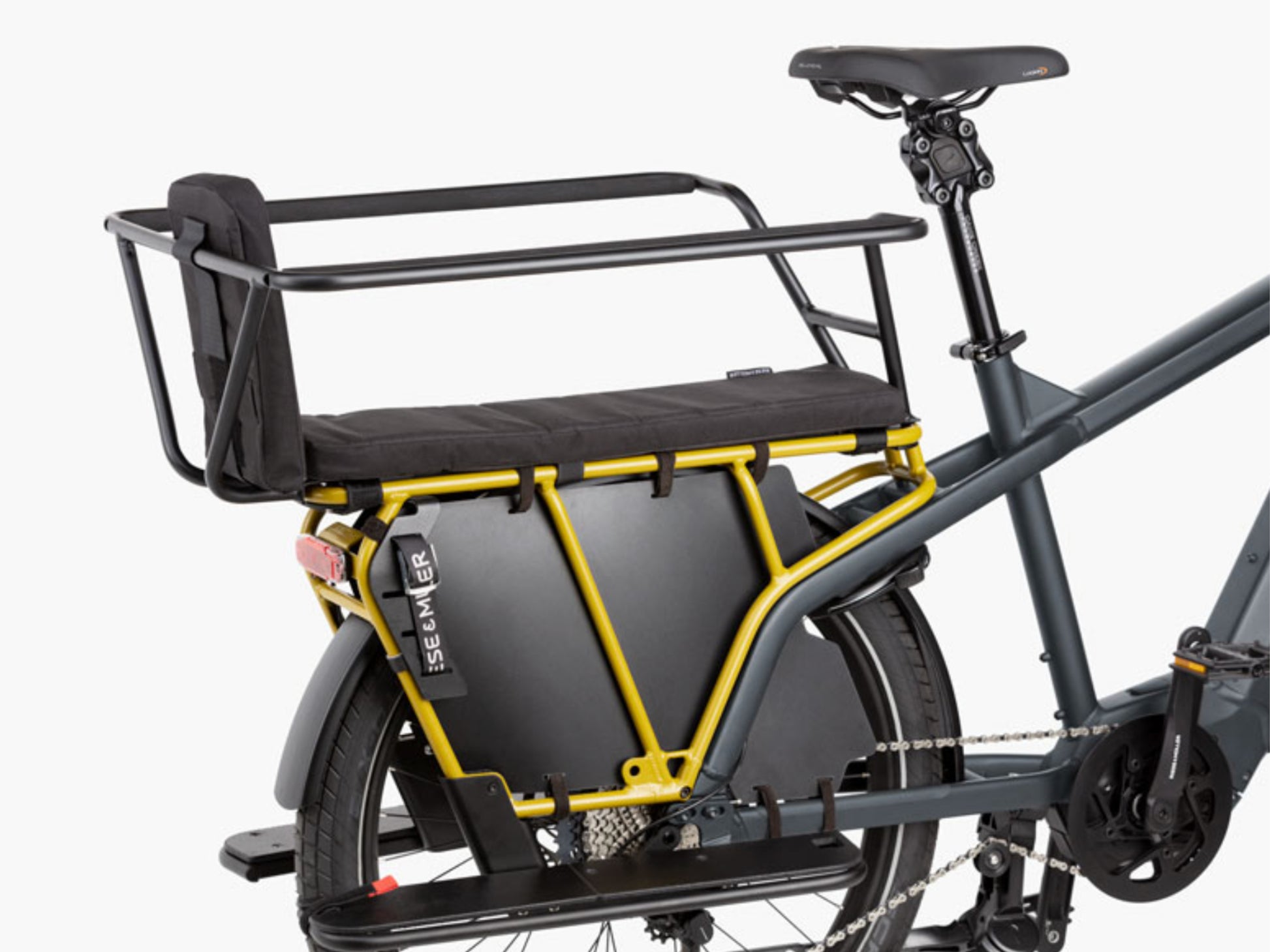 Riese and Muller Multicharger GT Rohloff emtb hardtail closeup rear carrier passenger safety kit option