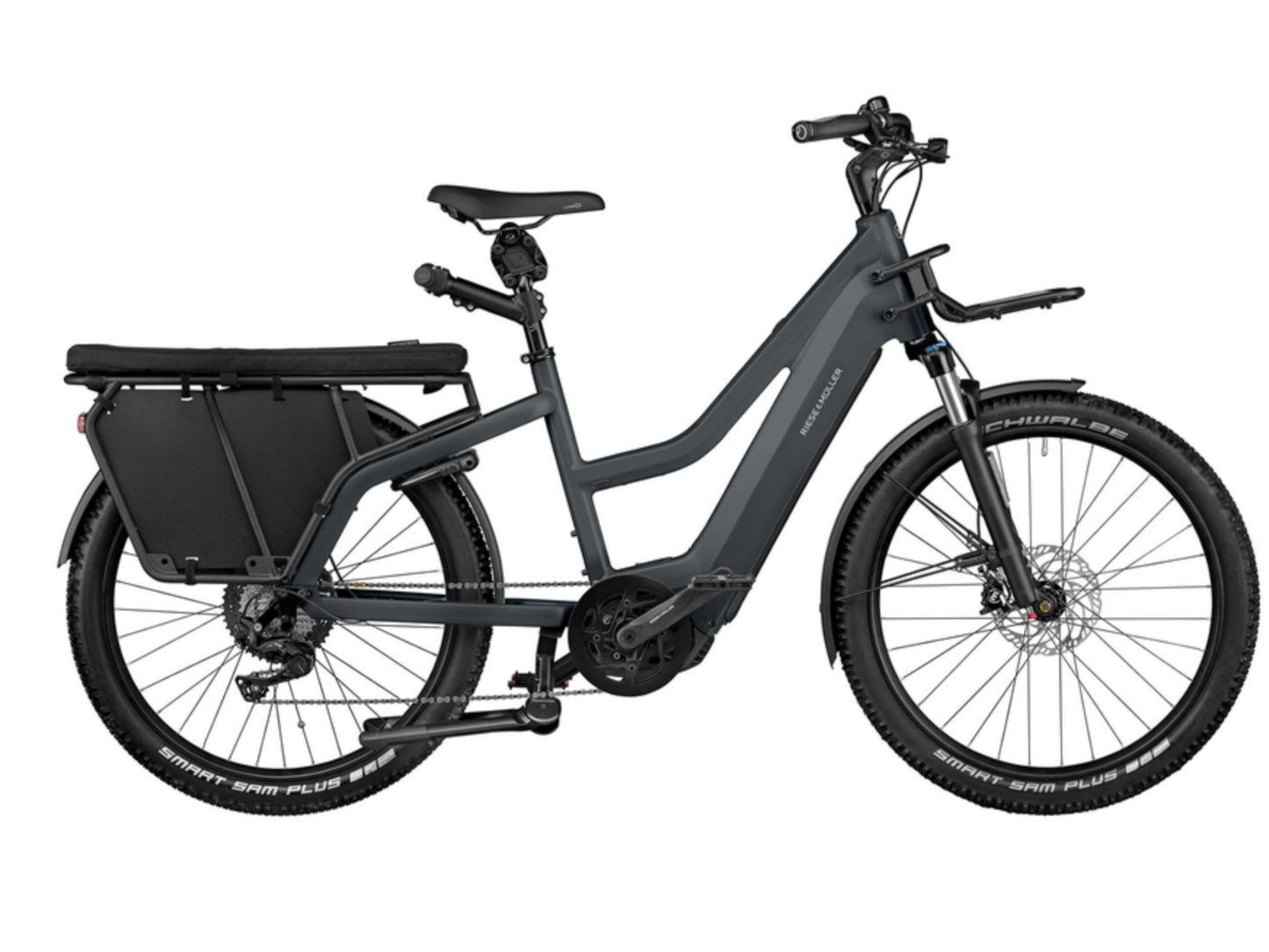 Riese and Muller Multicharger Mixte GT Vario HS emtb hardtail grey black side profile passenger kit