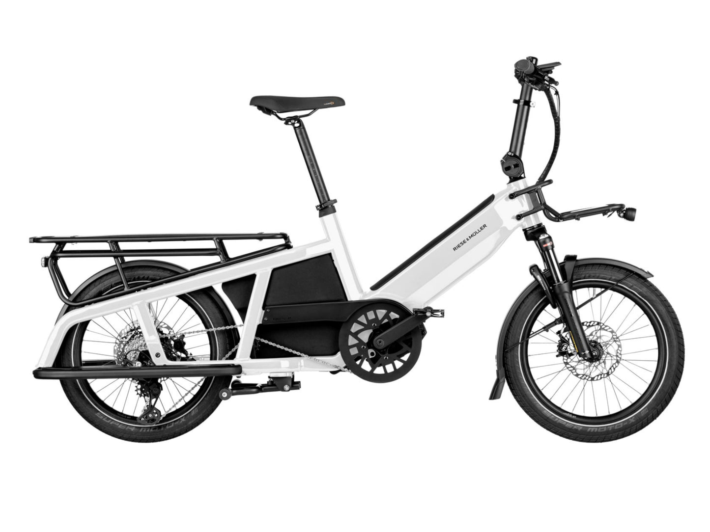 Riese & Muller Multitinker Touring eMtb hardtail pearl white side profile on Fly Rides