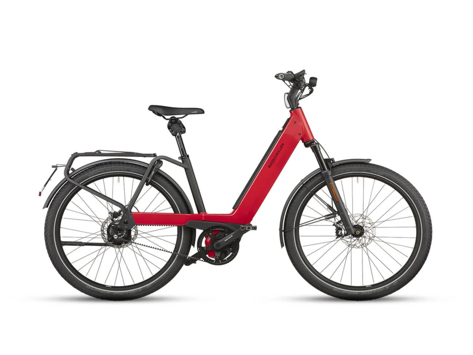 Riese and Muller Nevo GT Rohloff HS emtb hardtail dynamic red side profile on Fly Rides