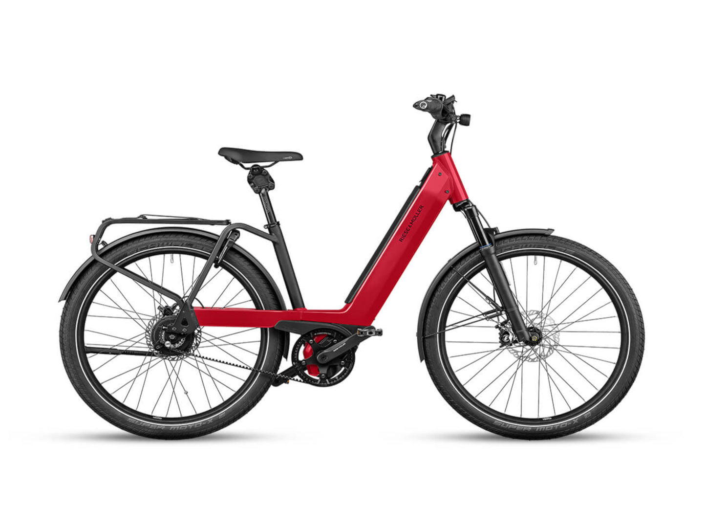 Riese and Muller Nevo GT Vario emtb hardtail dynamic red side profile on Fly Rides