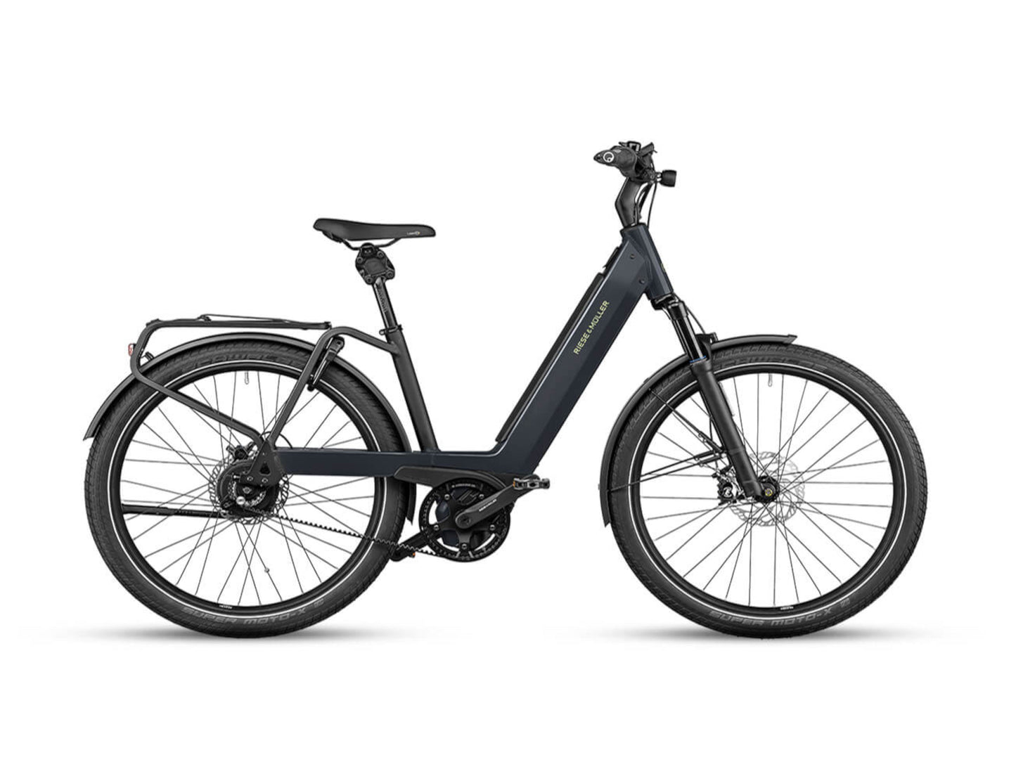 Riese and Muller Nevo GT Vario emtb hardtail lunar grey side profile on Fly Rides