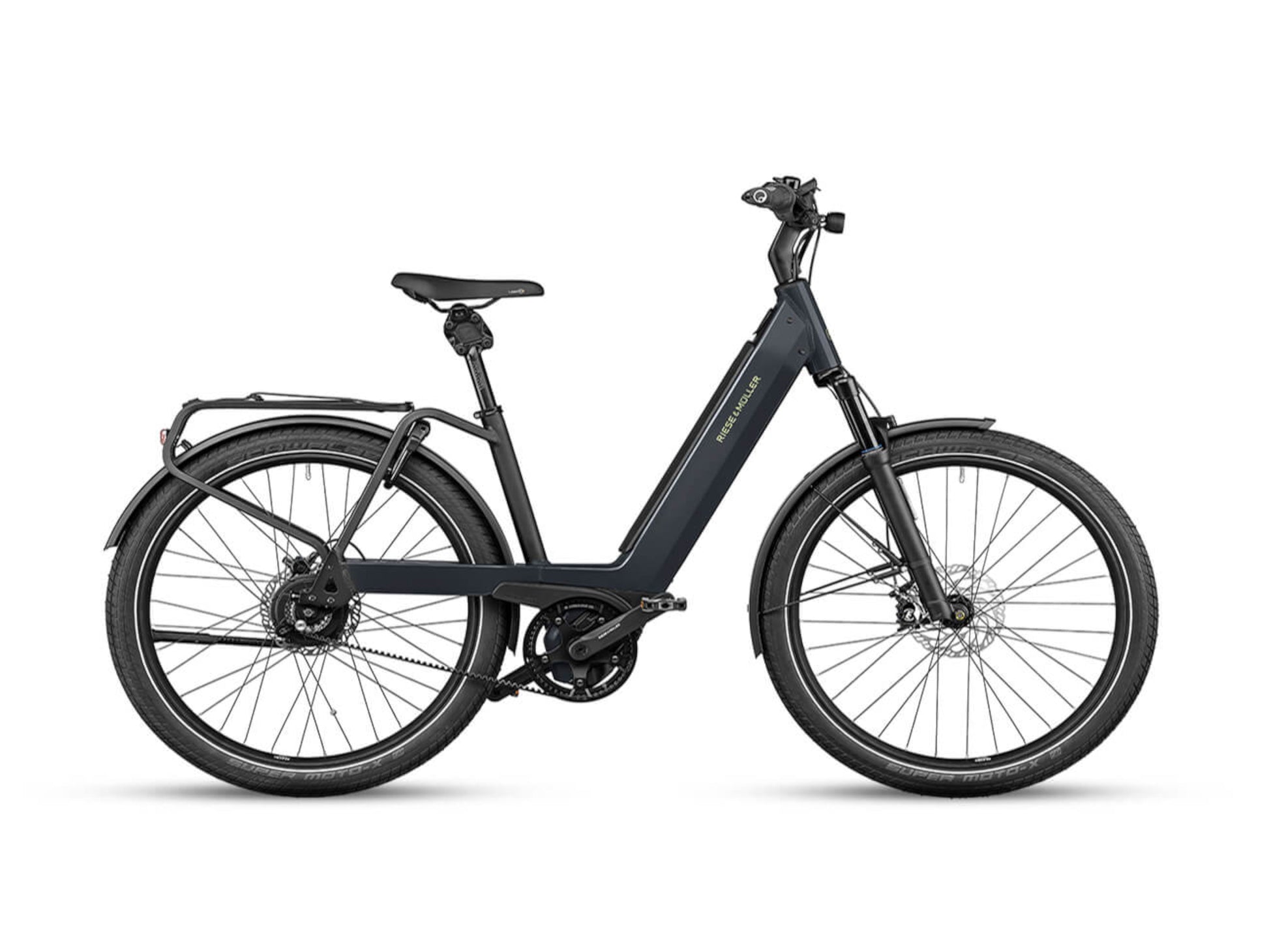 Riese and Muller Nevo GT Vario emtb hardtail lunar grey side profile on Fly Rides