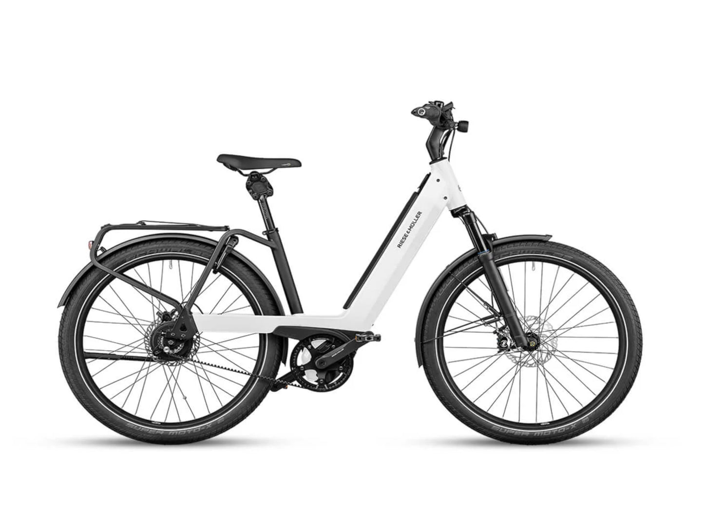 Riese and Muller Nevo GT Vario emtb hardtail pure white side profile on Fly Rides