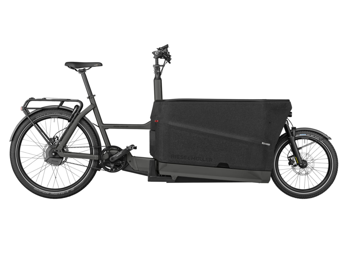 Riese & Muller Packster 70 Automatic cargo eMTB hardtail urban grey side profile on Fly Rides