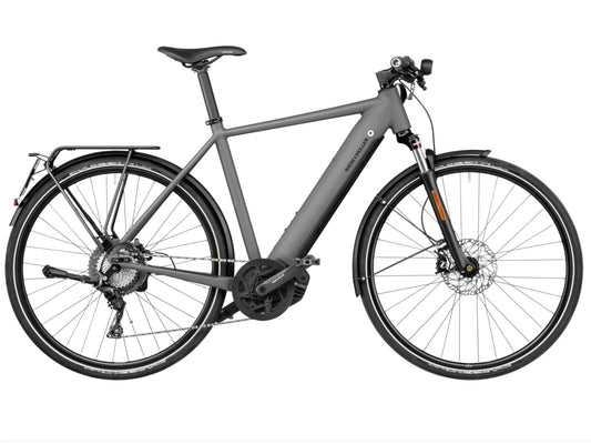 Riese and Muller Roadster Touring HS eMTB hardtail grey side profile on Fly Rides