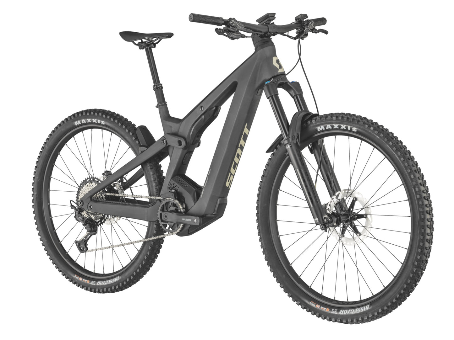 Scott Patron eRide 900 eMTB full suspension matte black front side profile on Fly Rides