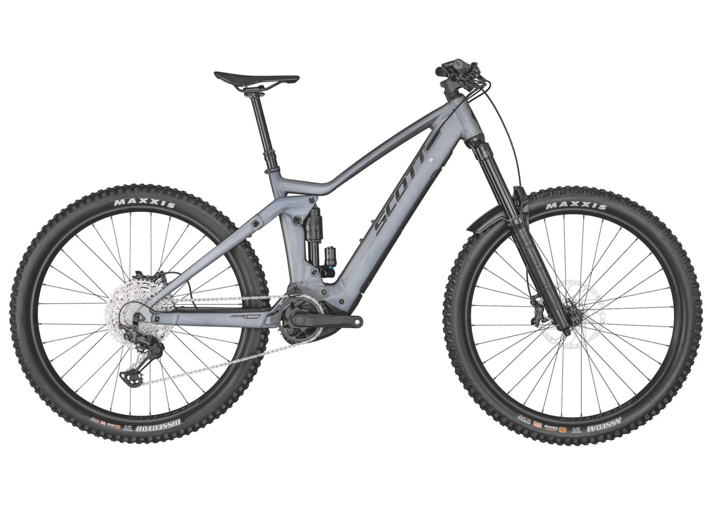 Scott Ransom eRide 920 eMtb full suspension silver black side profile on Fly Rides