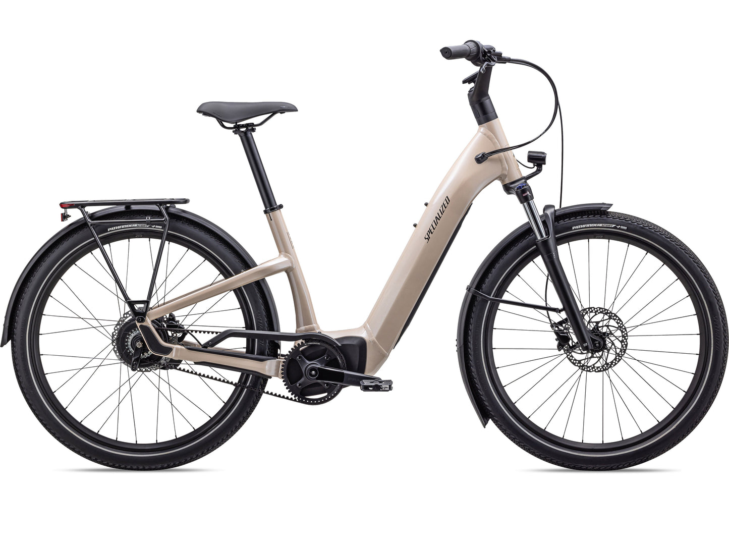 Specialized Turbo Como 3.0 IGH eMTB hard tail sand black side profile on Fly Rides