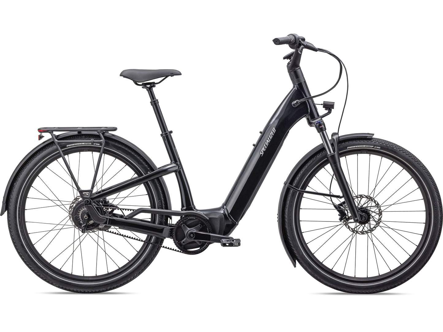 Specialized Turbo Como 4.0 IGH eMTB hard tail cast black silver side profile on Fly Rides