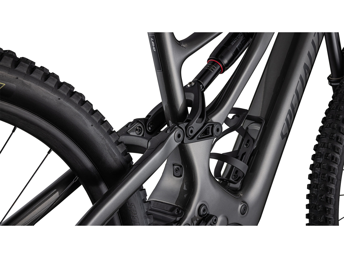 Specialized Turbo Levo Carbon eMtb full suspension closeup RockShox Deluxe rear shock