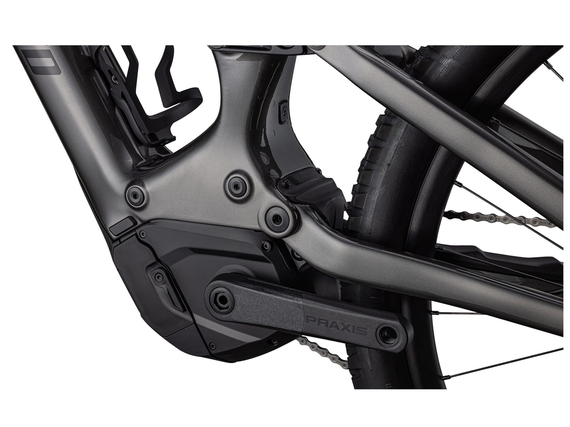 Specialized Turbo Levo Carbon eMtb full suspension closeup Trail Tuned  Motor Praxis crankset