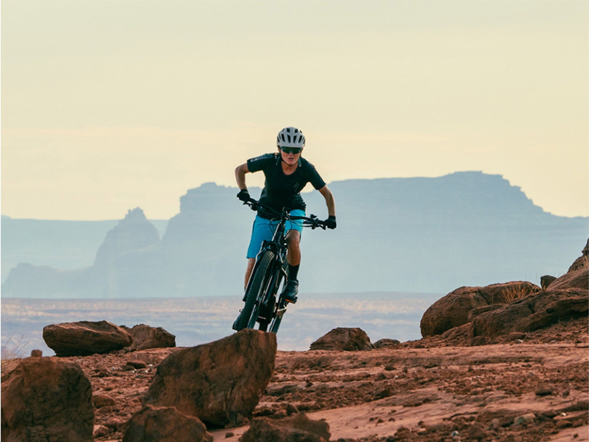 Specialized Turbo Tero 3.0 Step-through emtb hardtail action photo moab slick rock