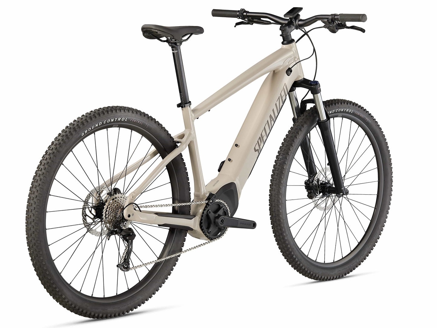 Specialized Turbo Tero 3.0 emtb hardtail white mountains back side view on Fly Rides