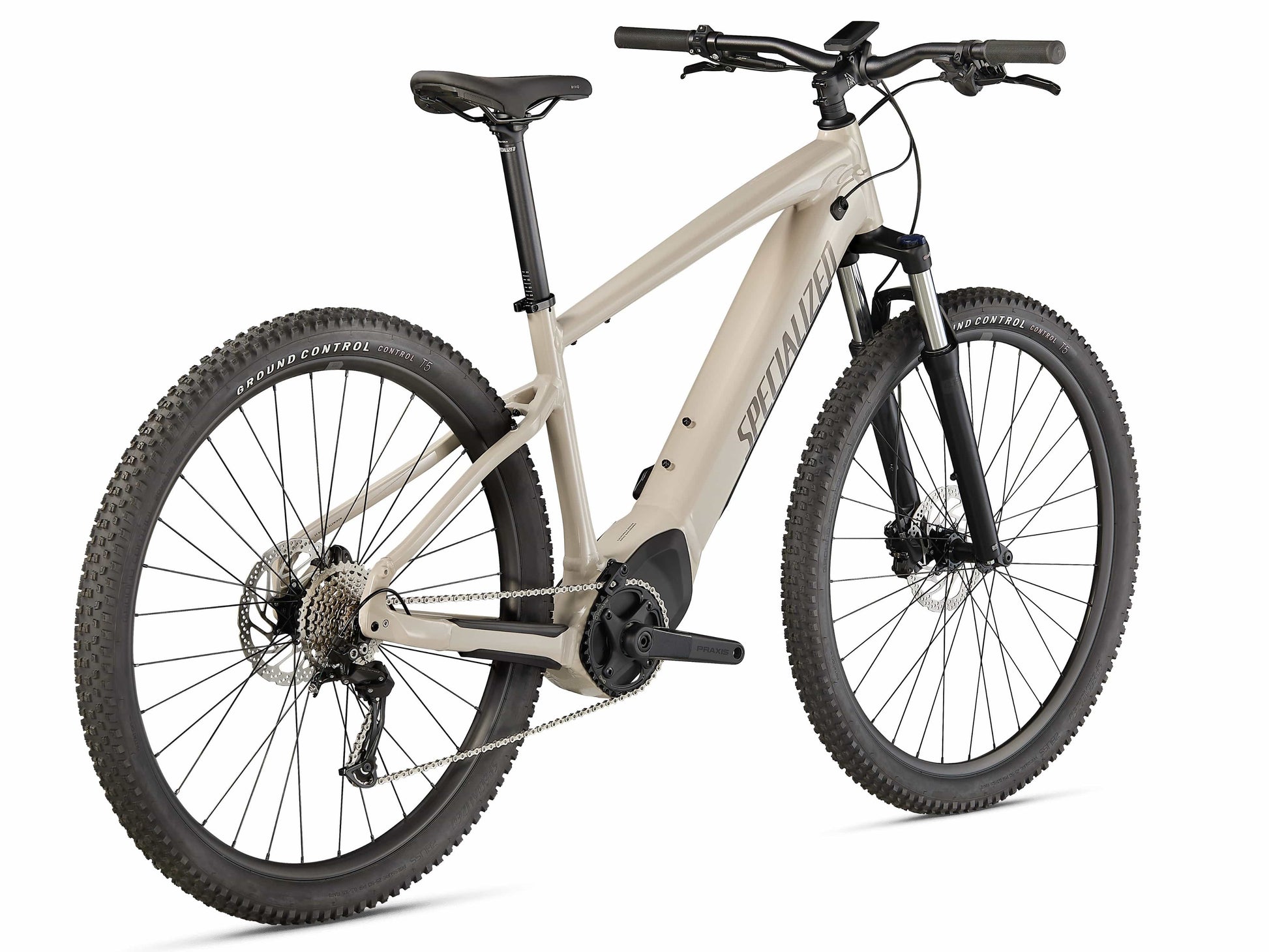 Specialized Turbo Tero 3.0 emtb hardtail white mountains back side view on Fly Rides