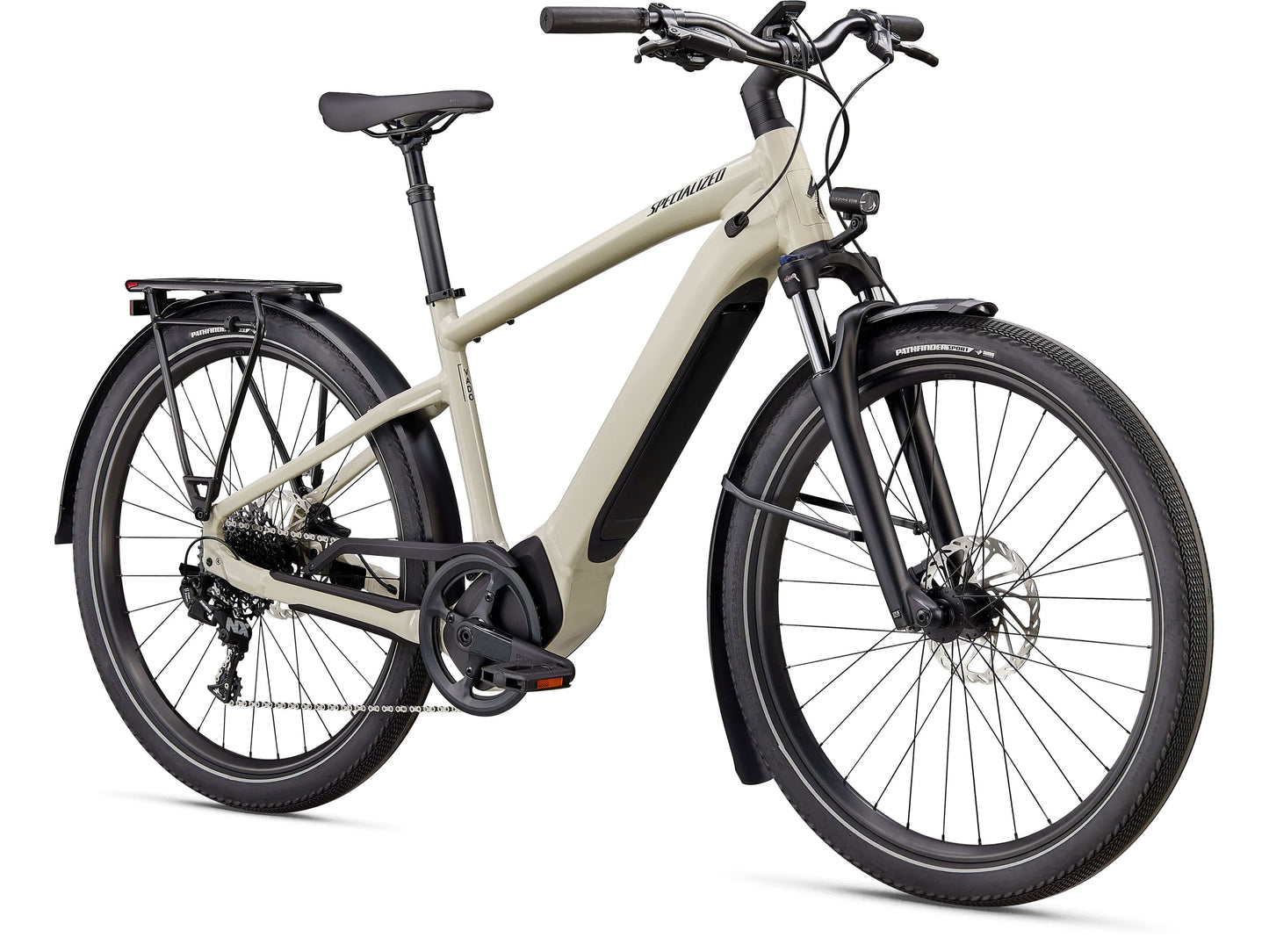 Specialized Turbo Vado 4.0 emtb hardtail white mountain front side view on Fly Rides