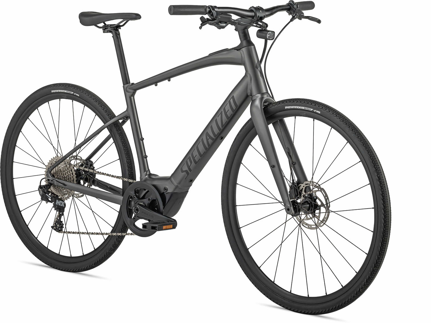 Specialized Turbo Vado SL 4.0 ebike smoke black front side view on Fly Rides