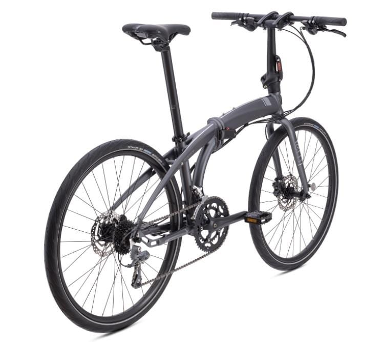 Tern Eclipse D16 emtb satin gunmetal back side view on Fly rides