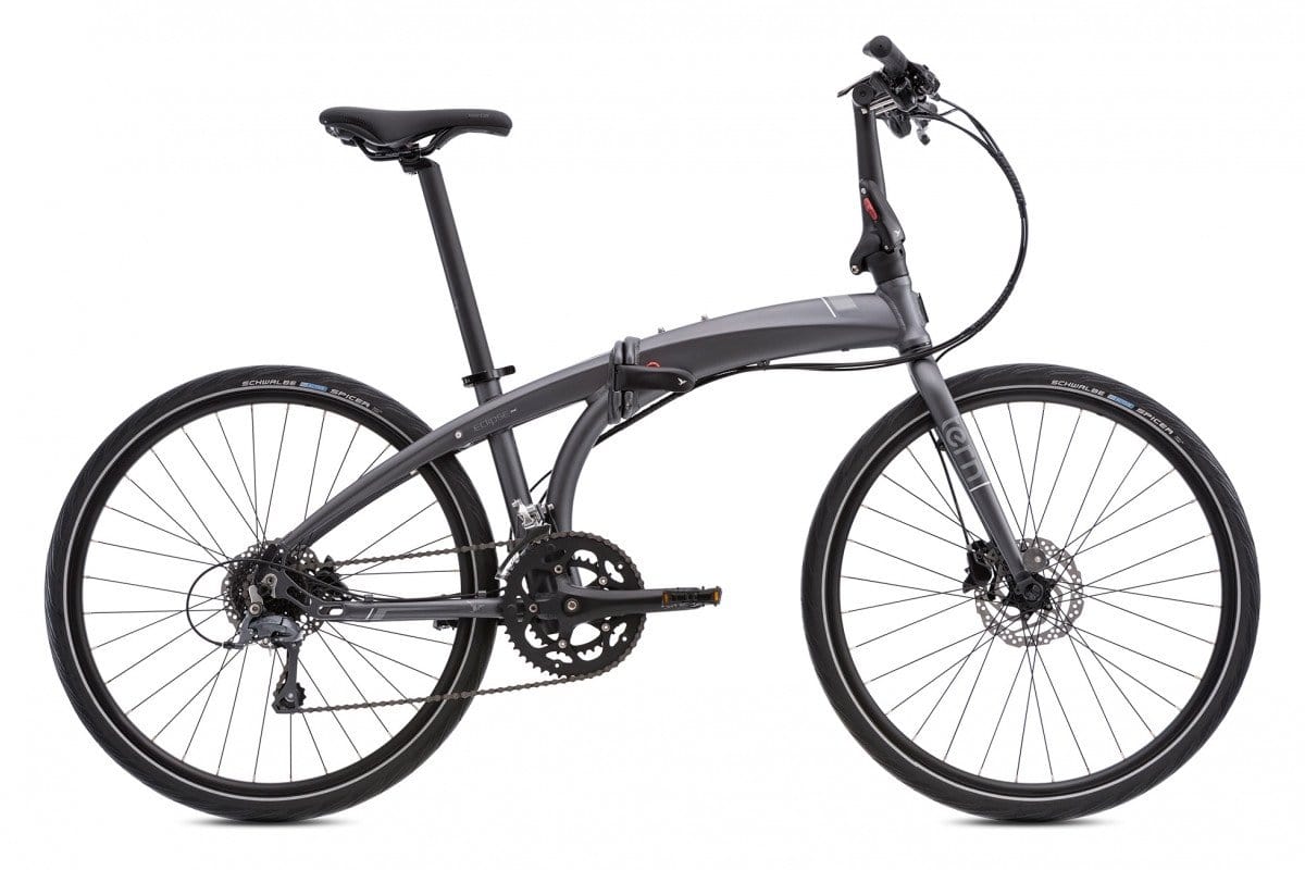 Tern Eclipse D16 emtb satin gunmetal side view on Fly rides