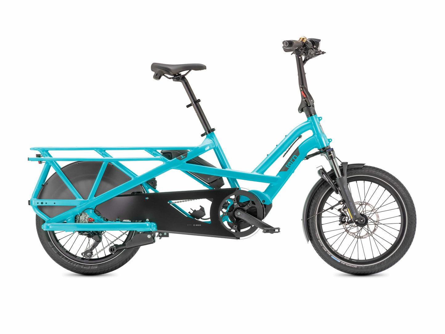 Tern GSD S00 LX electric folding cargo bike in beetle blue on Fly Rides