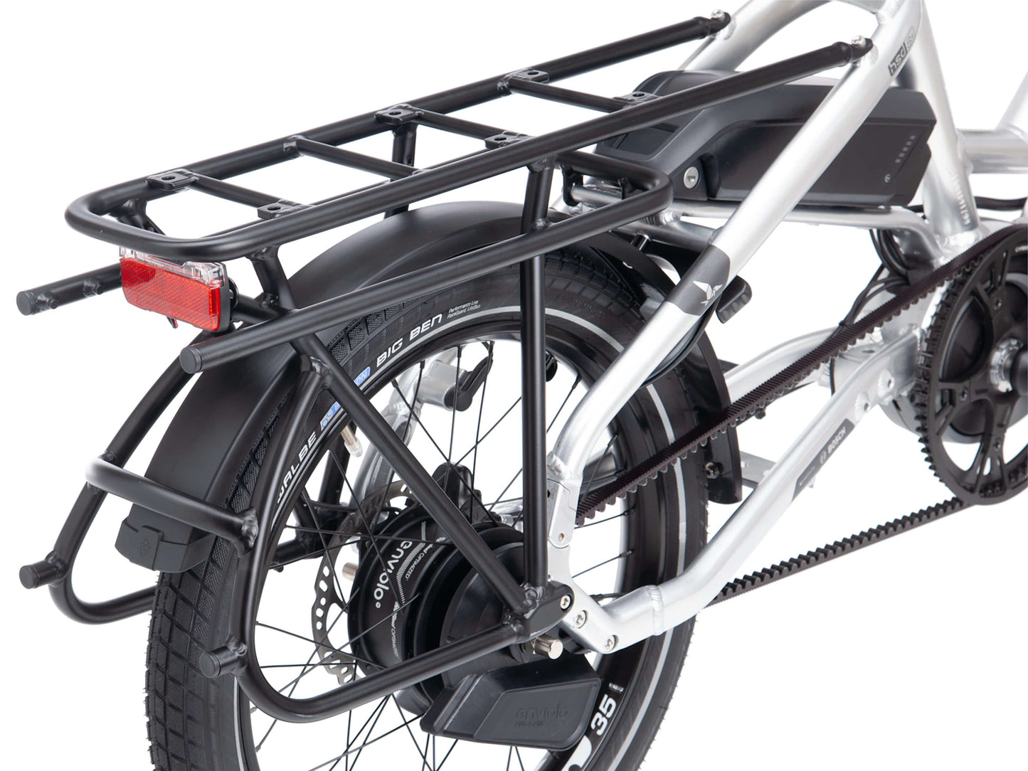 Tern HSD S+ electric bike shake polish close up cargo rack on Fly Rides