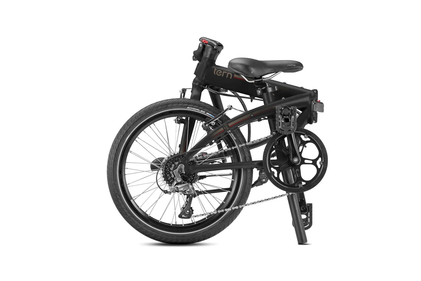 Tern Link D8 folding bike matte black folded on Fly Rides