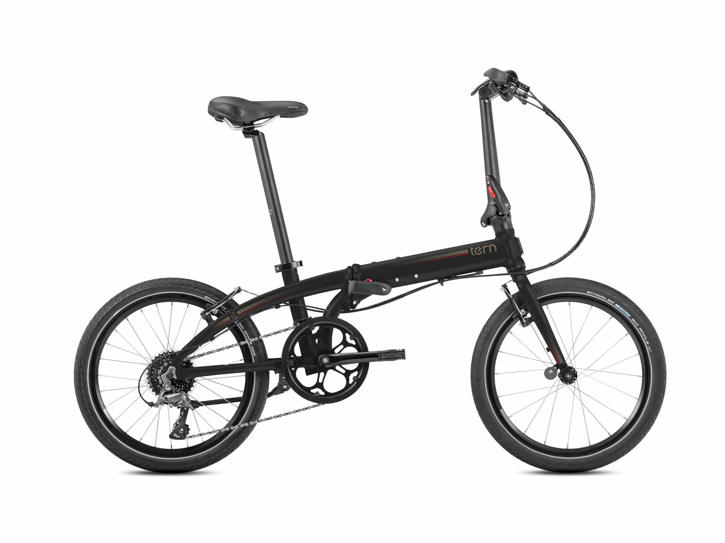 Tern Link D8 folding bike matte black side view on Fly Rides