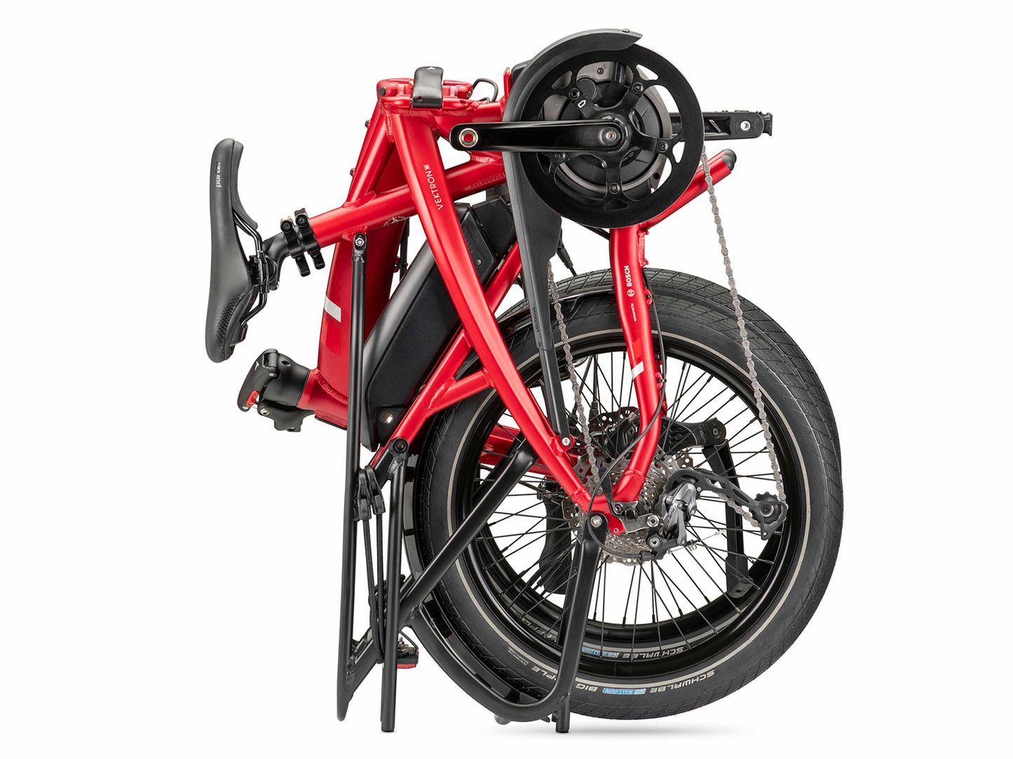 Tern Vektron Q9 electric bike satin red folded on Fly Rides