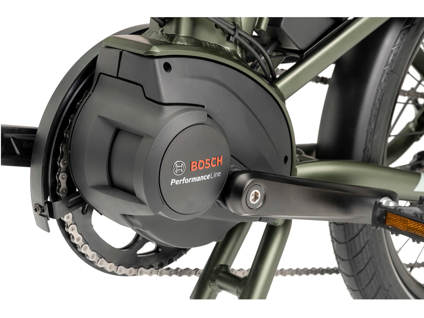 Tern Vektron S10 electric bike silver close up motor