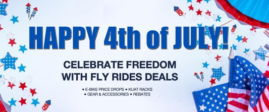 July 4th Independence Day Deals on electric bikes, gear, accessories, and more on Fly Rides