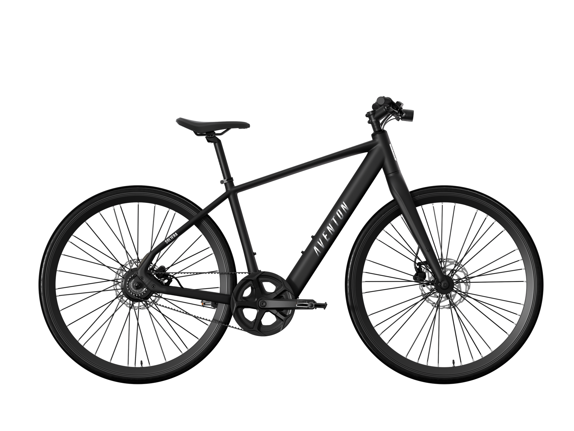 Aventon Soltera 3 ADV Matte Midnight Black electric commuter bike side profile
