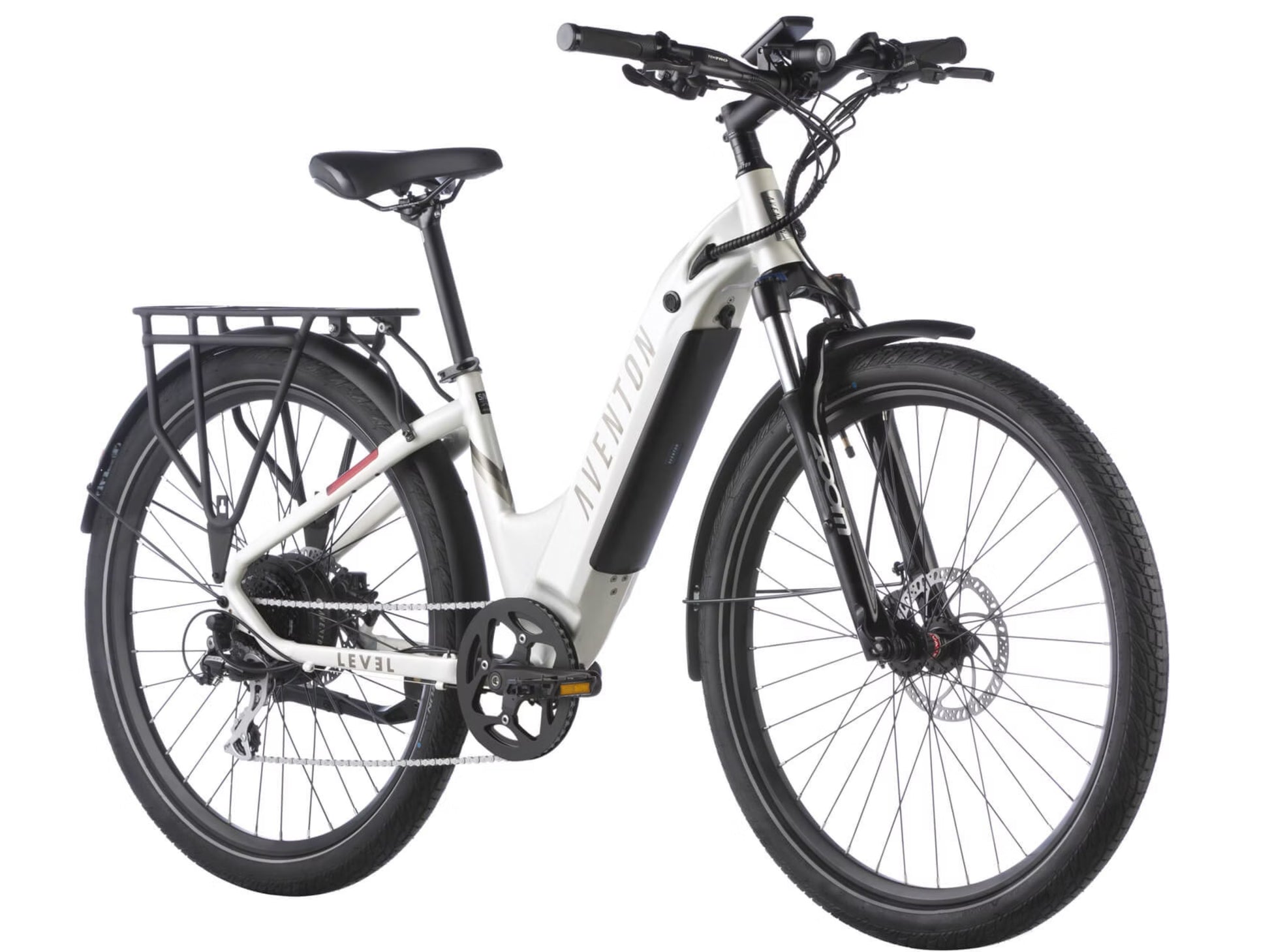Aventon Level 2 Step-Through ebike Road / commuter Polar Forward facing view