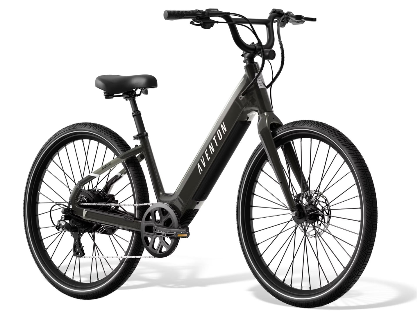 Aventon Pace 4 Step Through High speed eBike Road / commuter Flint Forward facing view