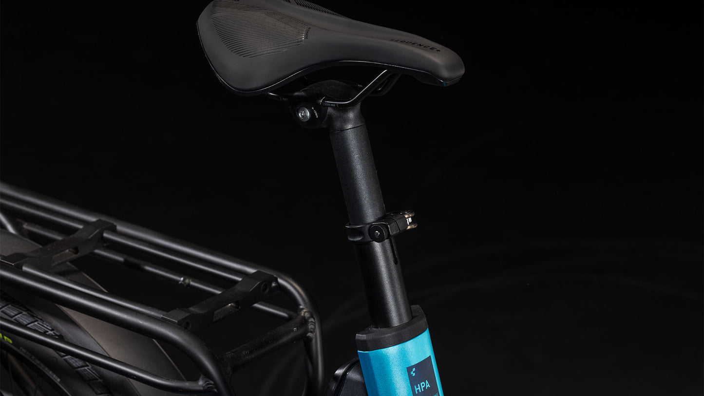 Cube Longtail Hybrid 725 Blue 'n' reflex saddle, seatpost, rear rack
