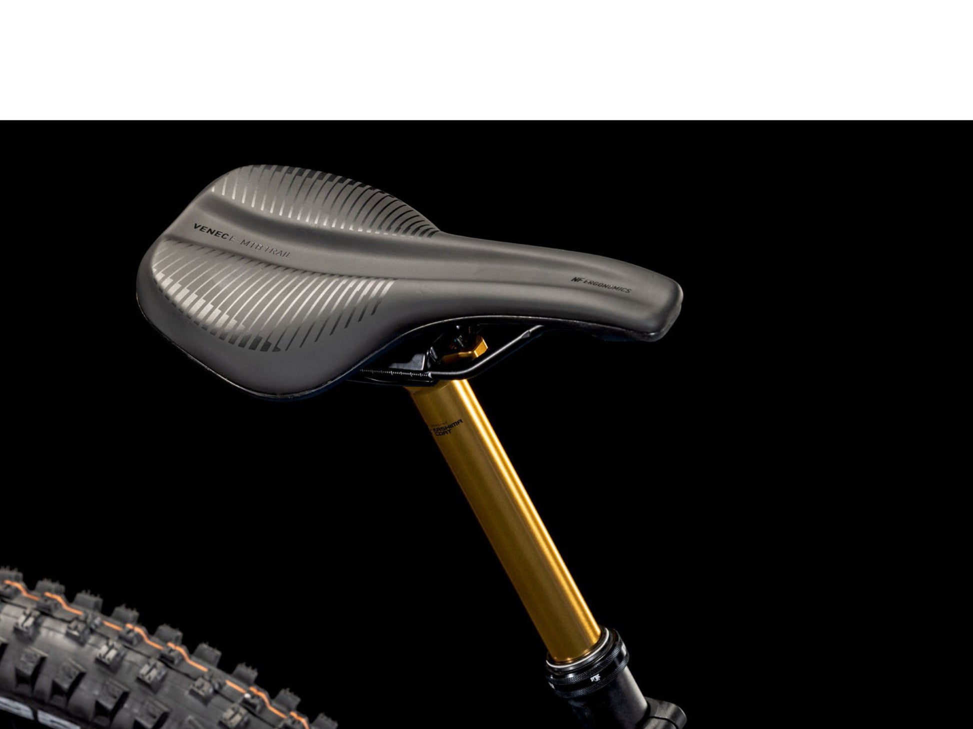 Cube Stereo Hybrid One44 HPC AT 800 Actionteam closeup of seatpost and saddle