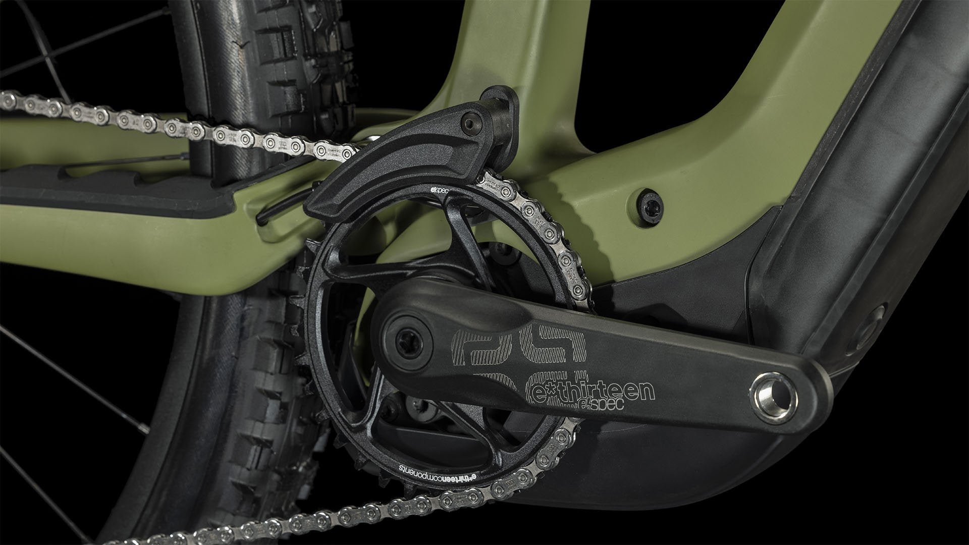 Cube Stereo Hybrid One55 C:68X 750 TM olive 'n' chrome crank & chain